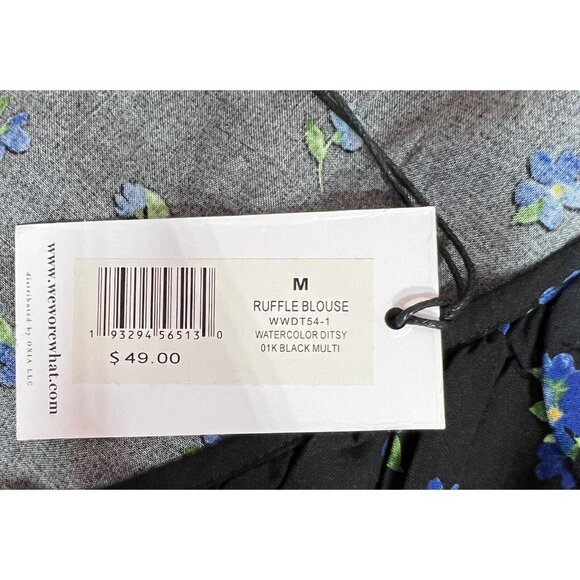 Anthropologie WeWoreWhat Women Ruffle blouse Medium Flowers V neck NWT - Picture 5 of 11